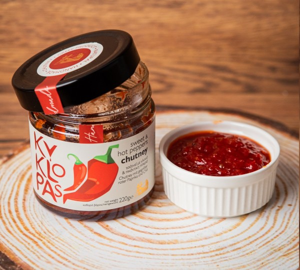 "Kyklopas" Chutney gegrilte rote Paprika mit Chili Premium Qualität frisch zubereitet, 220 g